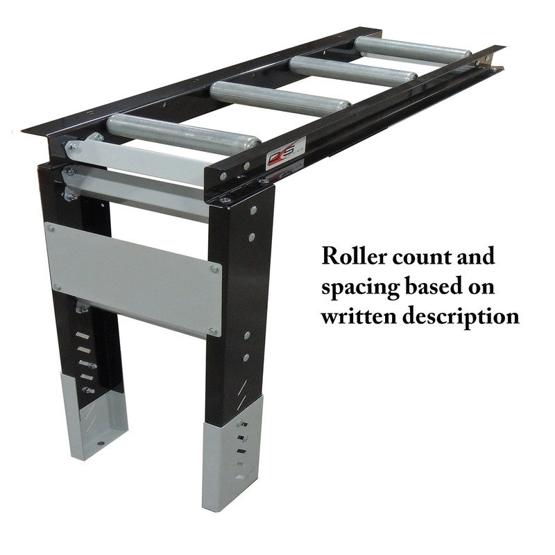 Roller Table Extension - 4' x 22" Kit - 4 rollers - 12” Apart - Zinc Plated Steel Rollers